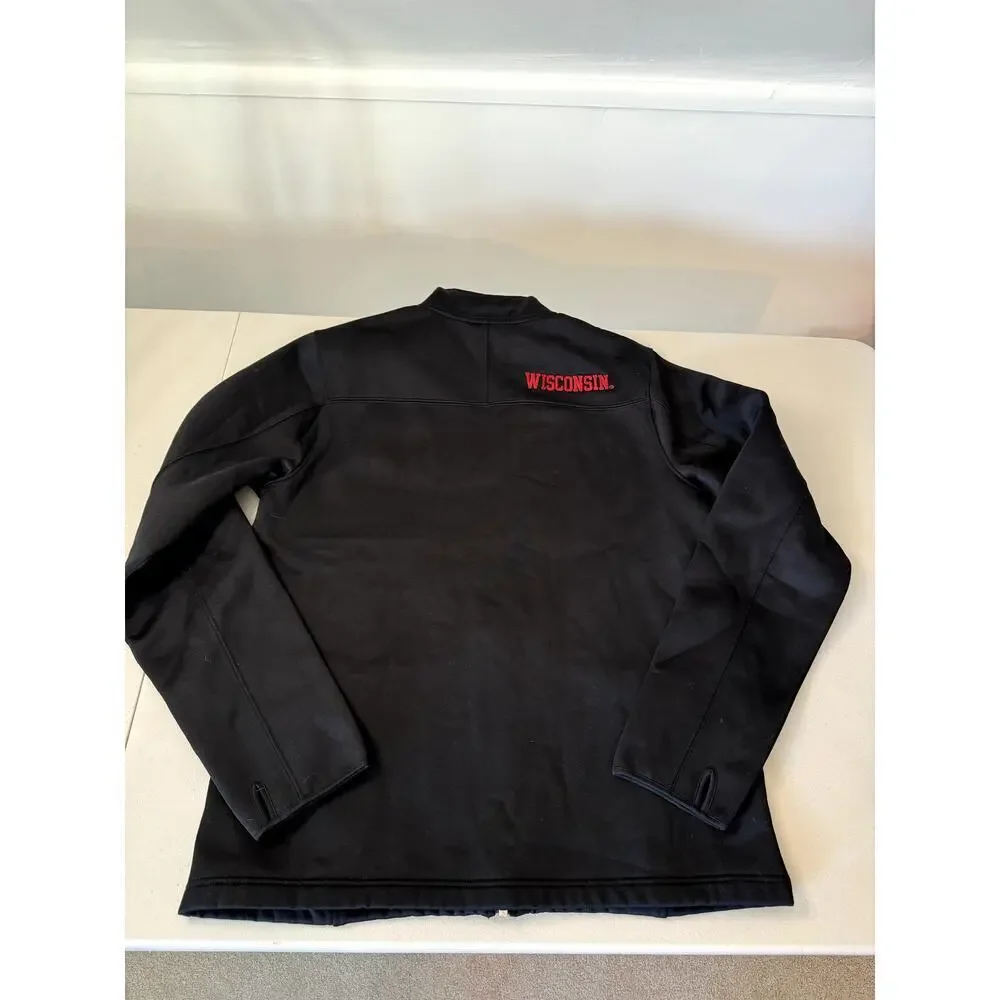 Wisconsin Badgers Jacket Size Medium Men's Black Full zip Softshell - Picture 2 of 6